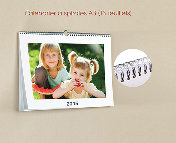 Calendrier à spirales A3 (13 feuillets)