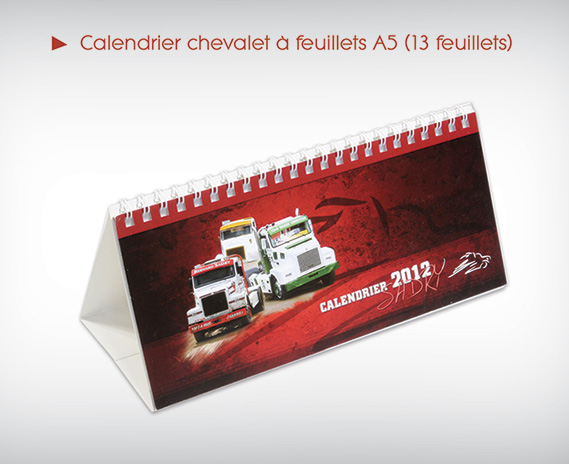 Calendrier chevalet à feuillets A5 (13 feuillets)
