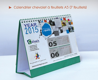 Calendrier chevalet à feuillets A5 (7 feuillets)