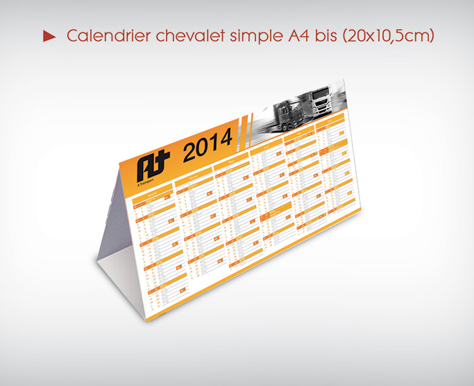 Calendrier chevalet simple A4 bis (20x10,5cm)