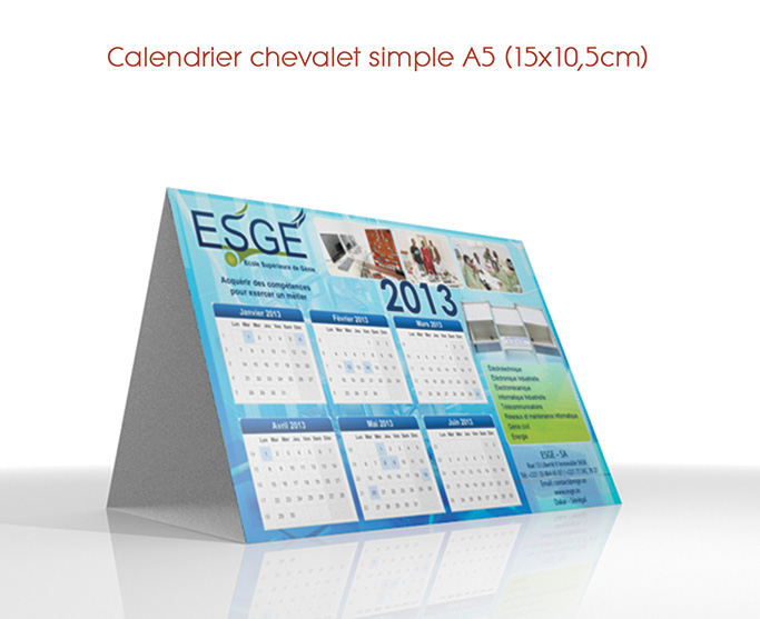 Calendrier chevalet simple A5 (15x10,5cm)